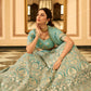 Rajwada Sea Green Embroidered Organza Semi Stitched Lehenga With Blouse For Women