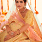 Rajwada Women Yellow Embroidered Organza Semi Stitched Lehenga With Unstitched Blouse