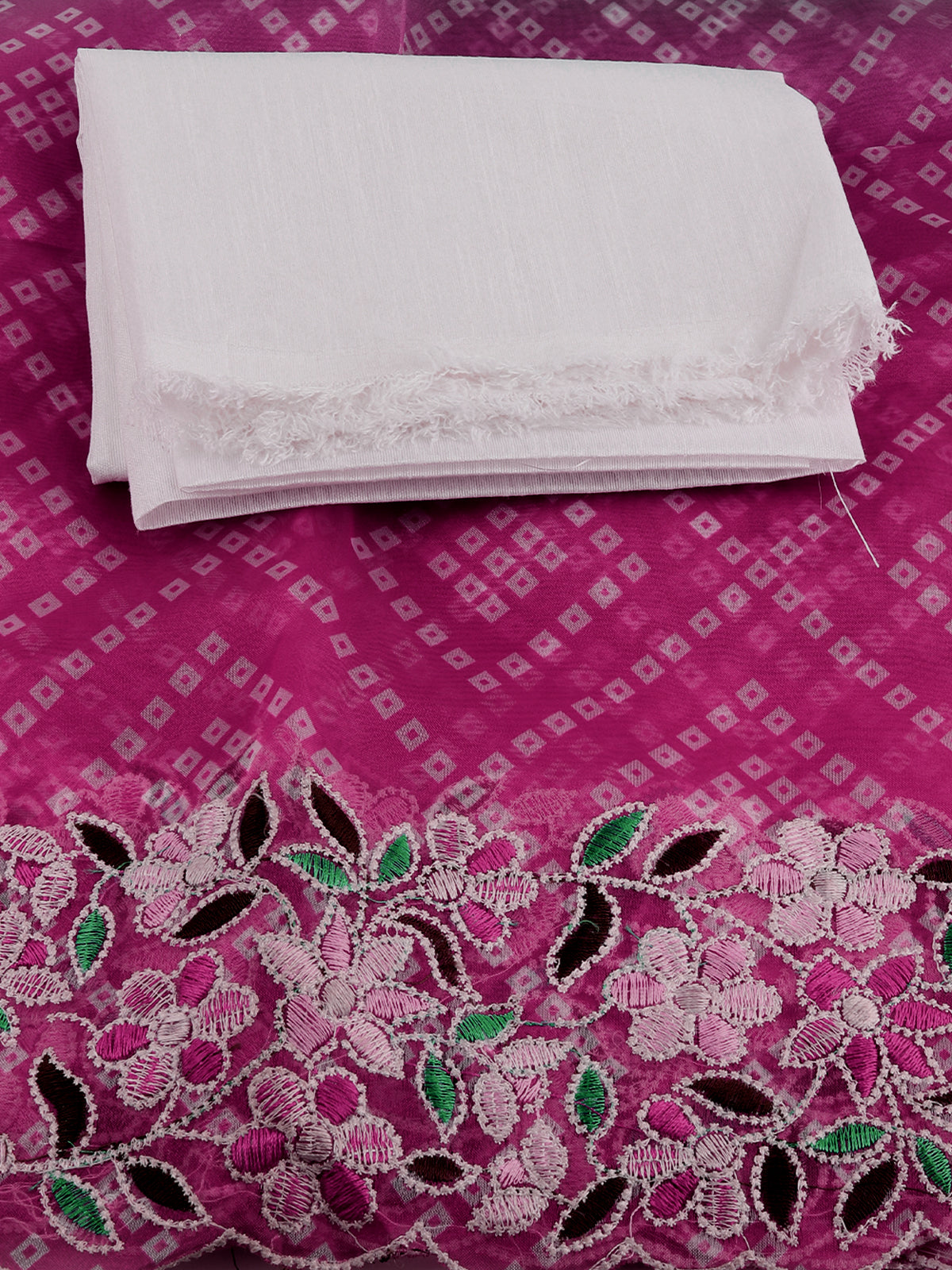 Rajwada - Pink Printed Saree with Unstitched Blouse