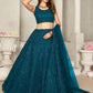 Rajwada Teal Net Embellished Semi Stitched Lehenga With Unstitched Blouse for Women