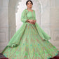 Rajwada Green Net Embroidered Semi Stitched Lehenga With Unstitched Blouse for Women