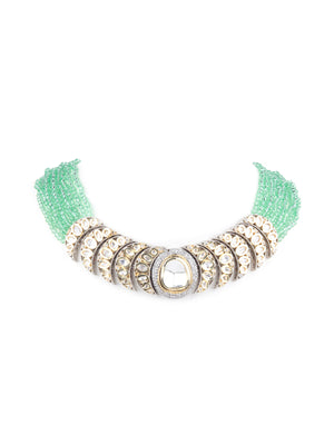 Rajwada White And Green Alloy Jewellery Set For Women