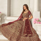 Rajwada Maroon Organza Blend Embroidered Semi Stitched Lehenga With Unstitched Blouse for Women