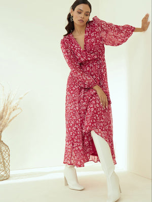 Rajwada Pink Rayon Stitched Printed Indo Western Dress For Women