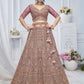 Rajwada Mauve Soft Net Embroidered Semi-Stitched Lehenga With Unstitched Blouse For Women