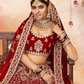 Rajwada Women Maroon Embroidered Velvet Semi Stitched Lehenga With Unstitched Blouse