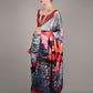 Multicolor Silk Blend Digital Floral Print Saree With Unstitched Blouse