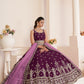 Rajwada Wine Georgette Embroidered Semi Stitched Lehenga With Unstitched Blouse for Women
