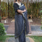 Rajwada Black Beads Embroidered Organza Saree with Unstitched Blouse for Women