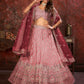 Rajwada Pink Net Embellished Semi Stitched Lehenga With Unstitched Blouse for Women