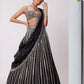 Rajwada Black Organza Silk Embellished Semi-Stitched lehenga For Women