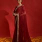 Rajwada Maroon Embroidered Georgette Saree With Unstitched Blouse For Women