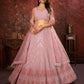 Rajwada Pink Georgette Embellished Semi Stitched Lehenga With Unstitched Blouse for Women