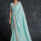 Rajwada Sea Green Embroidered Georgette Saree With Unstitched Blouse For Women