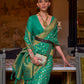 Rajwada Green Silk Blend Woven Saree With Unstitched Blouse for Women