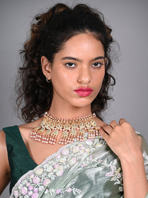 Rajwada Green Meenakari And Kundan Embellished Choker Neck Piece For Women