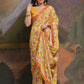 Rajwada Yellow Printed Chiffon Saree With Unstitched Blouse For Women