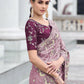 Rajwada Women Lilac Fancy Embroidered Saree With Unstitched Blouse
