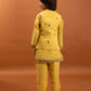 Rajwada Yellow Viscose Silk Embroidered Stitched Kurta Set For Kids