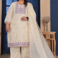 Rajwada White Cotton Blend Embroidered Kurta Set For Women