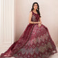 Rajwada Maroon Net Embroidered Semi Stitched Lehenga With Unstitched Blouse for Women