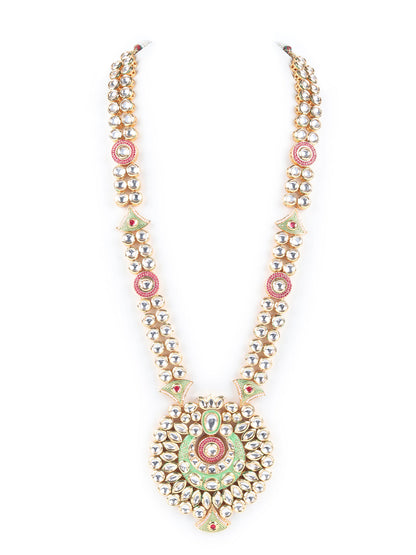 Rajwada Gold and Green Long Minakari Jewelry Set For Women