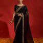 Rajwada Black Embroidered Georgette Saree With Unstitched Blouse For Women