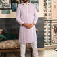 Rajwada Mauve Embroidered Cotton Kurta Set For Men