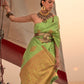 Rajwada Green Satin Woven Saree With Unstitched Blouse for Women