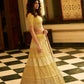Rajwada Mustard Embroidered Organza Semi Stitched Lehenga With Blouse For Women