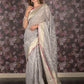 Rajwada Grey Woven Silk Blend Saree With Unstitched Blouse For Women
