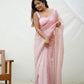 Rajwada Pink Organza Mirror Work Saree With Unstitched Blouse For Women