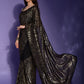 Rajwada Black Embellished Georgette Saree With Unstitched Blouse For Women