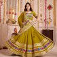 Rajwada Green Viscose Cotton Embroidered Semi-Stitched Lehenga Choli For Women