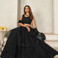 Rajwada Black Net Embellished Semi Stitched Lehenga With Unstitched Blouse for Women