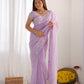 Rajwada Pink Crushed Tissue Embroidered Saree With Unstitched Blouse For Women