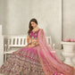 Rajwada Pink Net Embroidered Semi Stitched Lehenga With Unstitched Blouse for Women