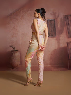 Rajwada Pink Cotton Blend Printed Co-ord Set For Women