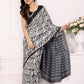 Rajwada White Khadi Printed Saree With Unstitched Blouse For Women