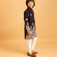Rajwada Black Viscose Silk Embroidered Kurta Set For Kids