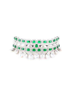 Rajwada White And Green Alloy Jewellery Set For Women