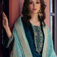 Rajwada Teal Velvet Embroidery Semi-Stitched Kurta Set For Women