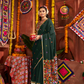 Rajwada Dark Green Cotton Blend Embroidered Semi-Stitched Lehenga For Women