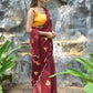 Rajwada Maroon Embroidered Chiffon Silk Saree with Unstitched Blouse for Women