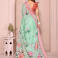 Rajwada Pista Cotton Linen Solid Printed Saree For Women