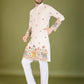 Rajwada White Cotton Embroidered Stitched Kurta For Men