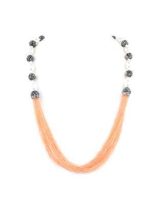 Rajwada Peach And White Alloy Jewellery Set For Women