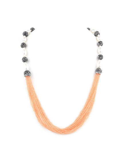 Rajwada Peach And White Alloy Jewellery Set For Women