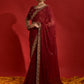 Rajwada Maroon Embroidered Georgette Saree With Unstitched Blouse For Women