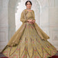 Rajwada Brown Net Embroidered Semi Stitched Lehenga With Unstitched Blouse for Women